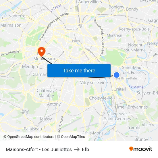Maisons-Alfort - Les Juilliottes to Efb map