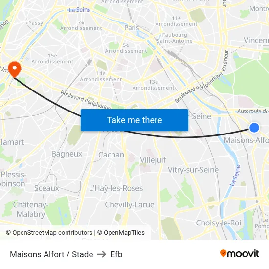 Maisons Alfort / Stade to Efb map
