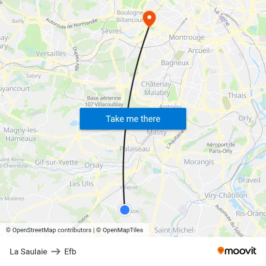 La Saulaie to Efb map