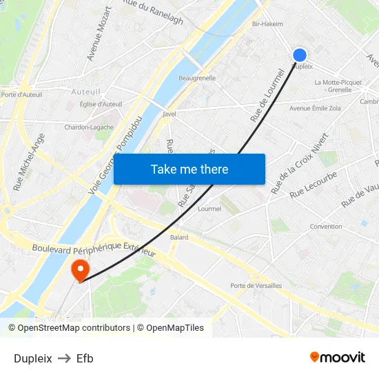 Dupleix to Efb map