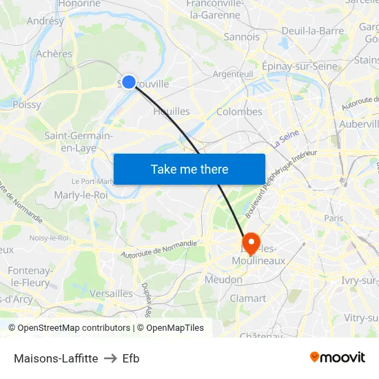 Maisons-Laffitte to Efb map