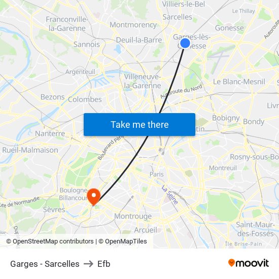 Garges - Sarcelles to Efb map