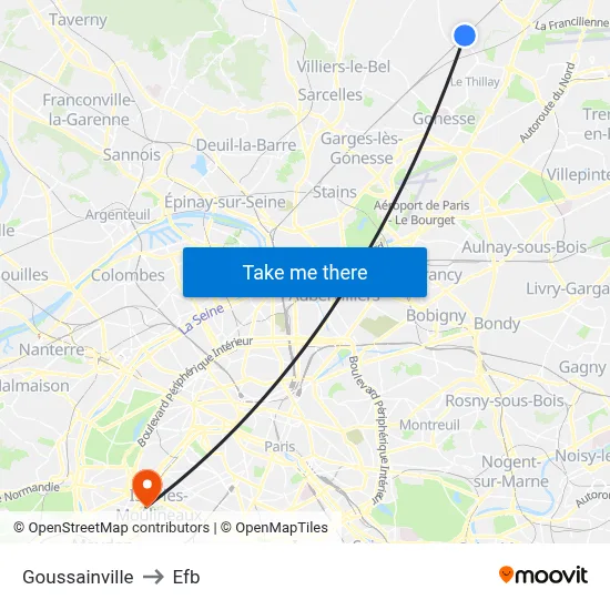 Goussainville to Efb map