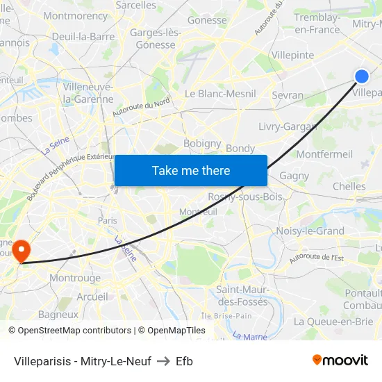 Villeparisis - Mitry-Le-Neuf to Efb map