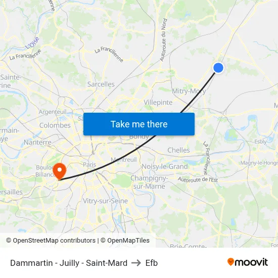 Dammartin - Juilly - Saint-Mard to Efb map