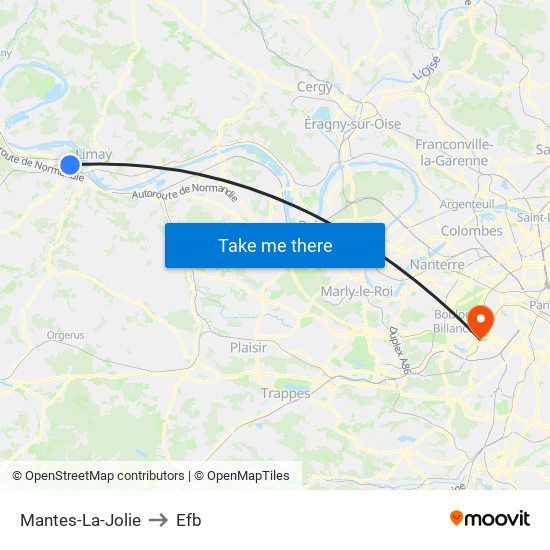 Mantes-La-Jolie to Efb map