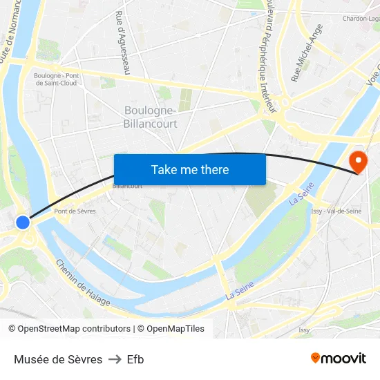 Musée de Sèvres to Efb map