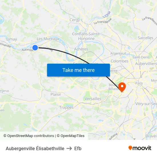 Aubergenville Élisabethville to Efb map