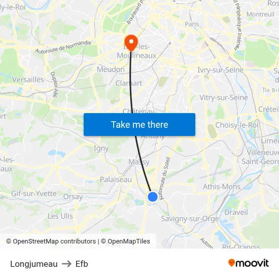 Longjumeau to Efb map