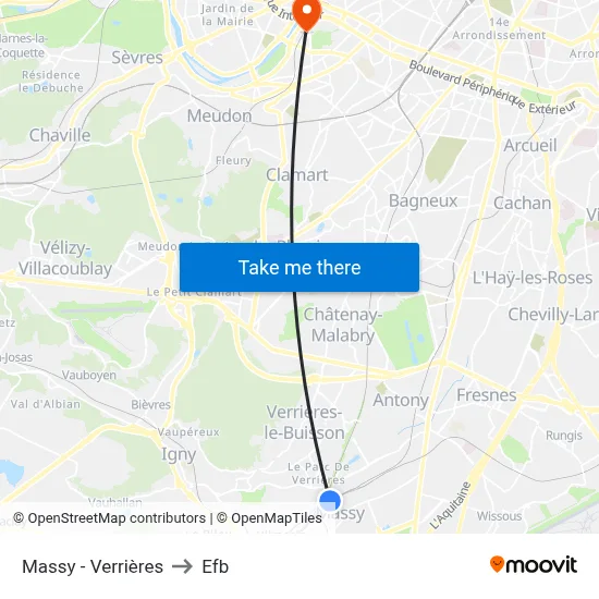 Massy - Verrières to Efb map