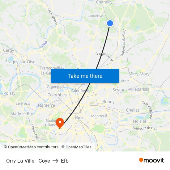 Orry-La-Ville - Coye to Efb map