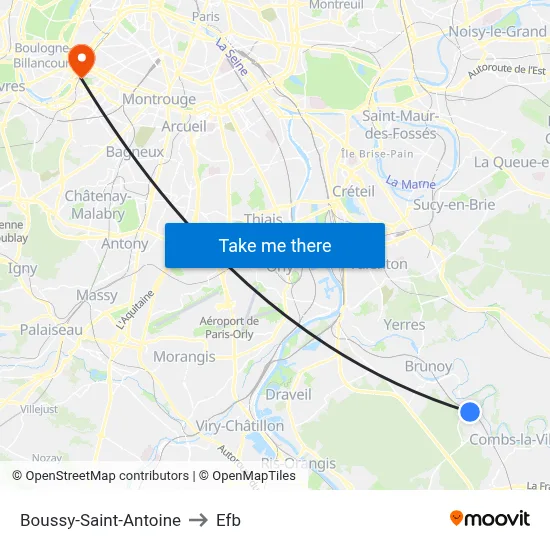 Boussy-Saint-Antoine to Efb map