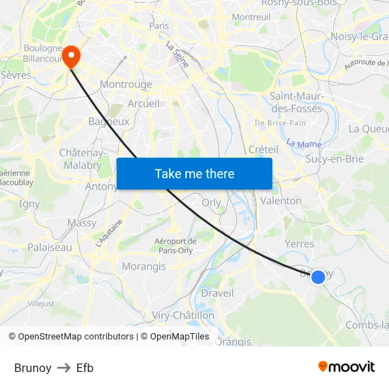 Brunoy to Efb map