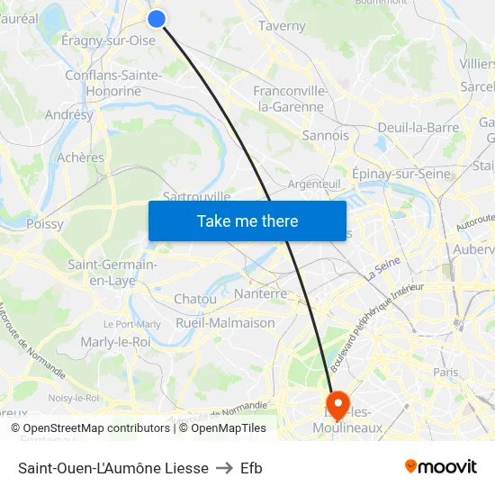 Saint-Ouen-L'Aumône Liesse to Efb map
