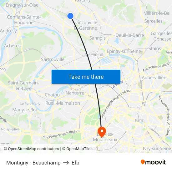 Montigny - Beauchamp to Efb map