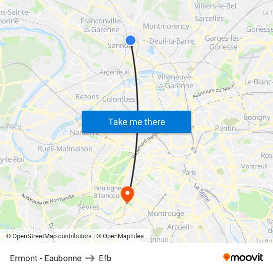 Ermont - Eaubonne to Efb map