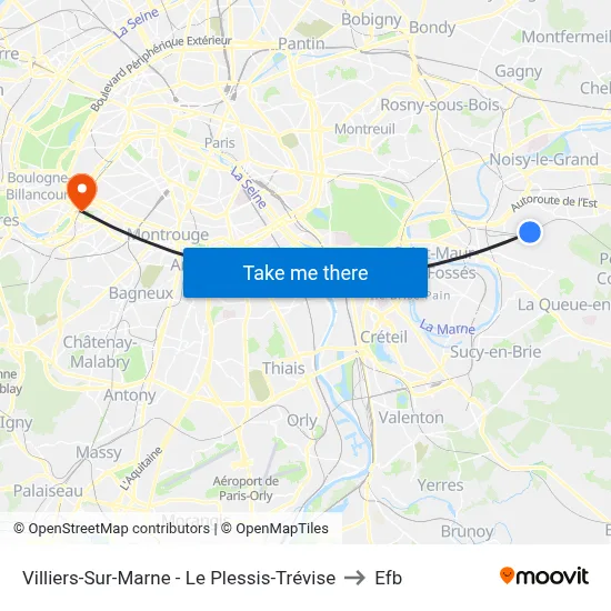 Villiers-Sur-Marne - Le Plessis-Trévise to Efb map