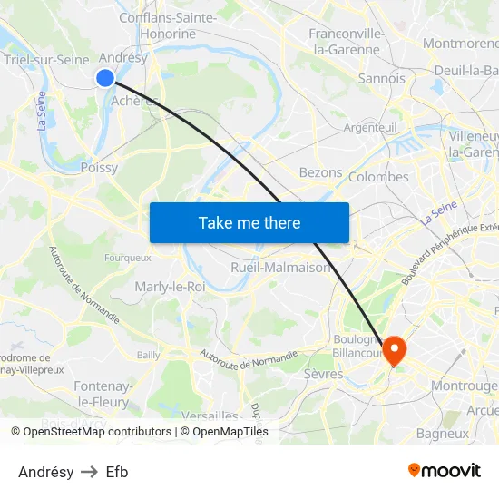 Andrésy to Efb map