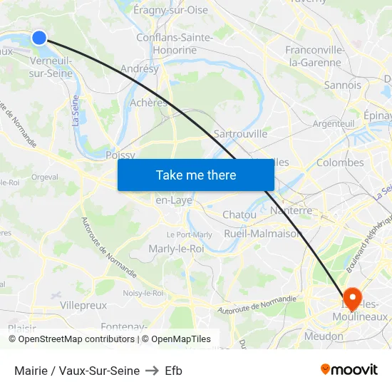 Mairie / Vaux-Sur-Seine to Efb map
