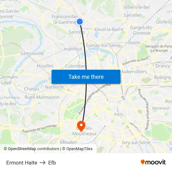 Ermont Halte to Efb map