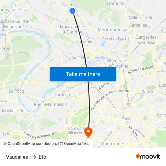 Vaucelles to Efb map