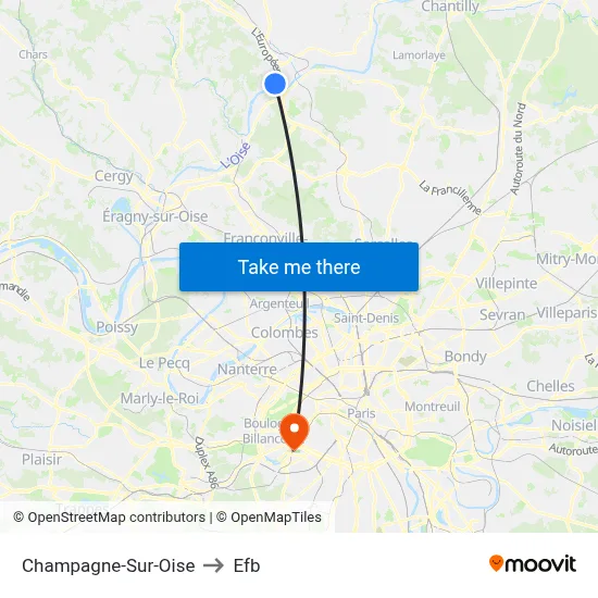 Champagne-Sur-Oise to Efb map