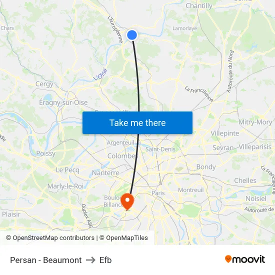 Persan - Beaumont to Efb map