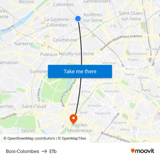 Bois-Colombes to Efb map