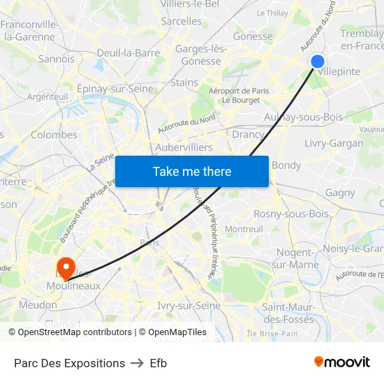 Parc Des Expositions to Efb map