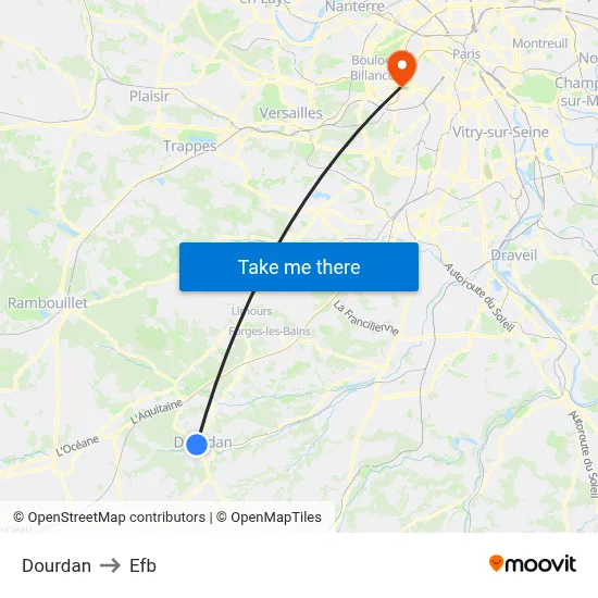 Dourdan to Efb map