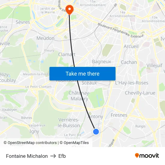 Fontaine Michalon to Efb map