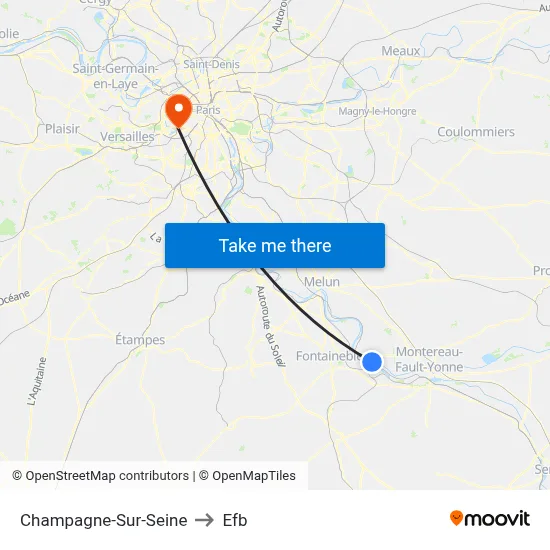 Champagne-Sur-Seine to Efb map