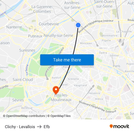 Clichy - Levallois to Efb map