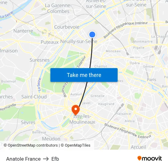Anatole France to Efb map