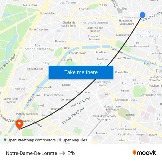 Notre-Dame-De-Lorette to Efb map