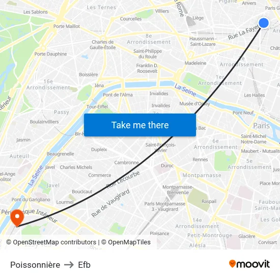 Poissonnière to Efb map