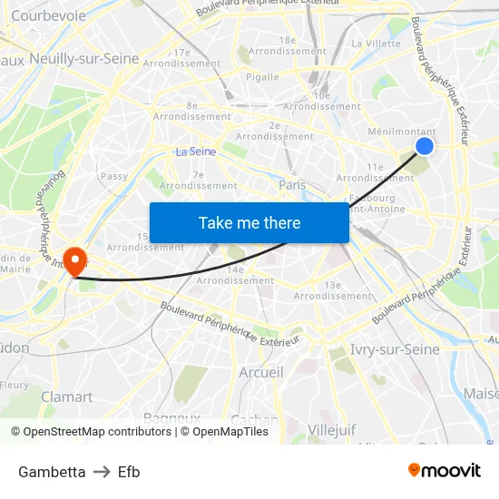 Gambetta to Efb map