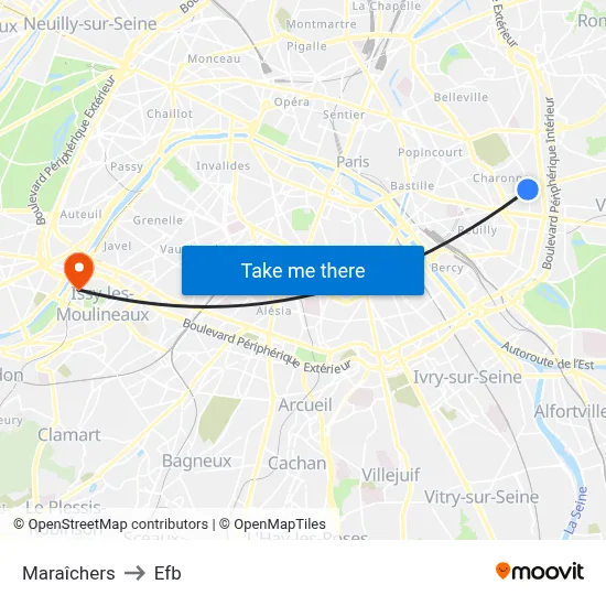 Maraîchers to Efb map
