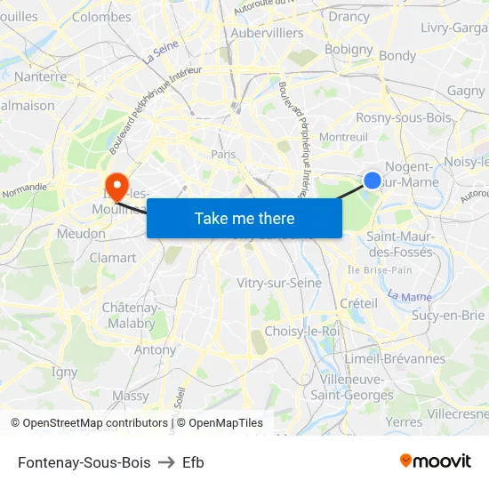 Fontenay-Sous-Bois to Efb map