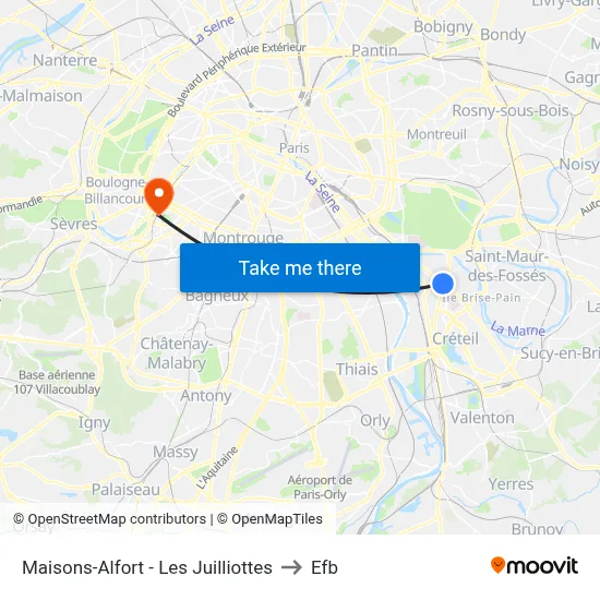 Maisons-Alfort - Les Juilliottes to Efb map