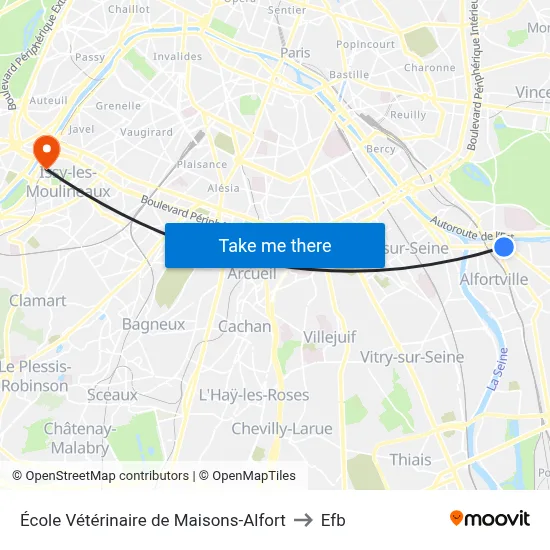 École Vétérinaire de Maisons-Alfort to Efb map