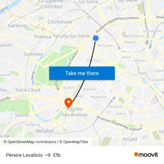 Péreire Levallois to Efb map