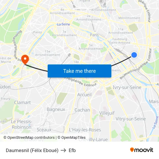 Daumesnil (Félix Eboué) to Efb map