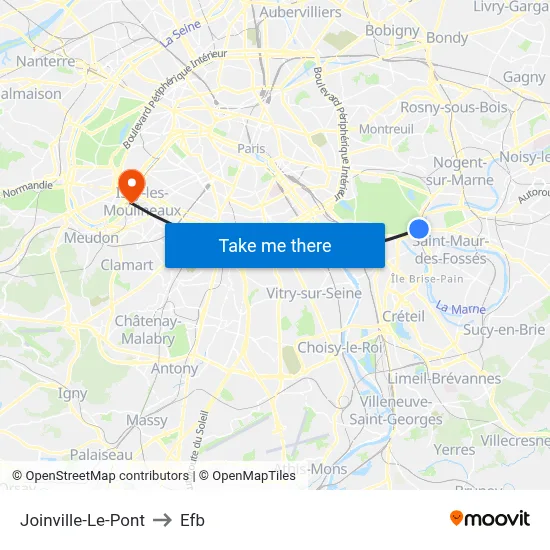 Joinville-Le-Pont to Efb map