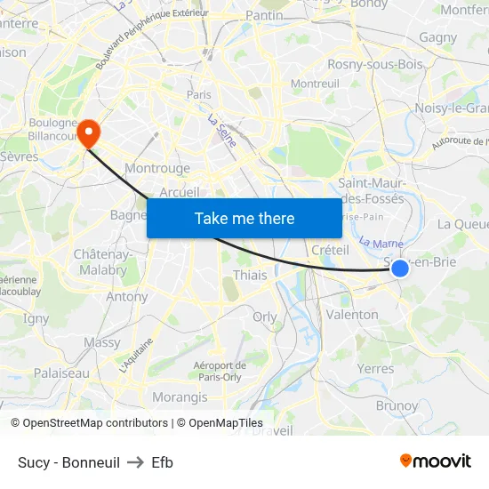 Sucy - Bonneuil to Efb map