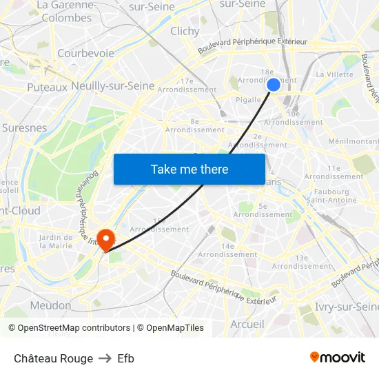Château Rouge to Efb map