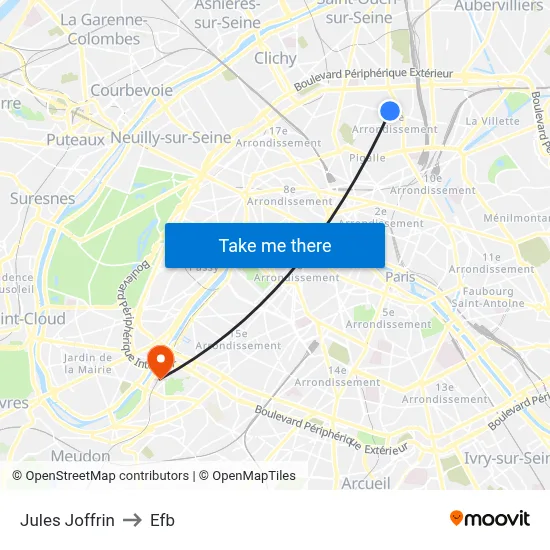 Jules Joffrin to Efb map