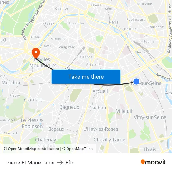 Pierre Et Marie Curie to Efb map
