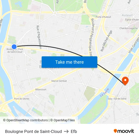 Boulogne Pont de Saint-Cloud to Efb map