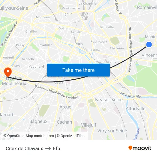 Croix de Chavaux to Efb map